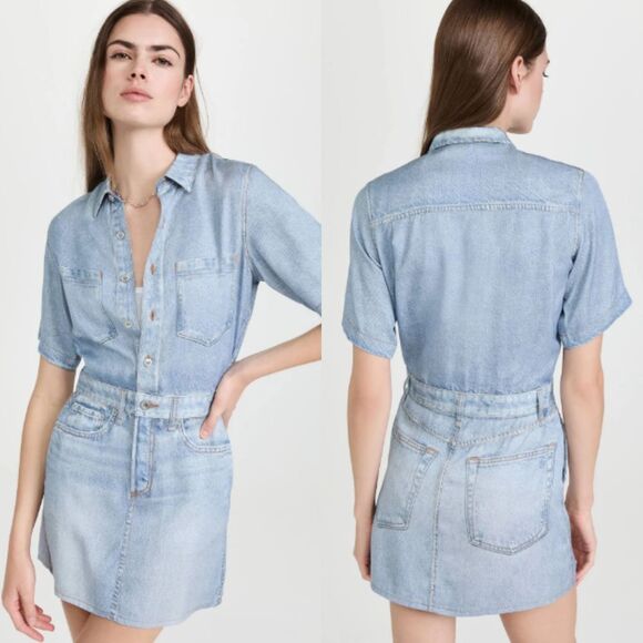 rag & bone Light Blue Denim Mini Dress - Picture 1 of 9